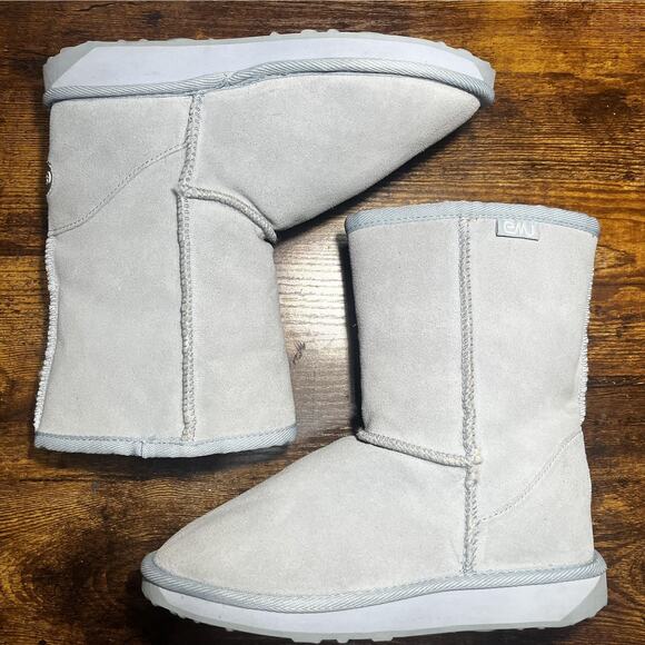 EMU Australia Boots Womens Size 7 Light Blue Sheepskin Suede Winter Warm Cozy - Picture 2 of 7